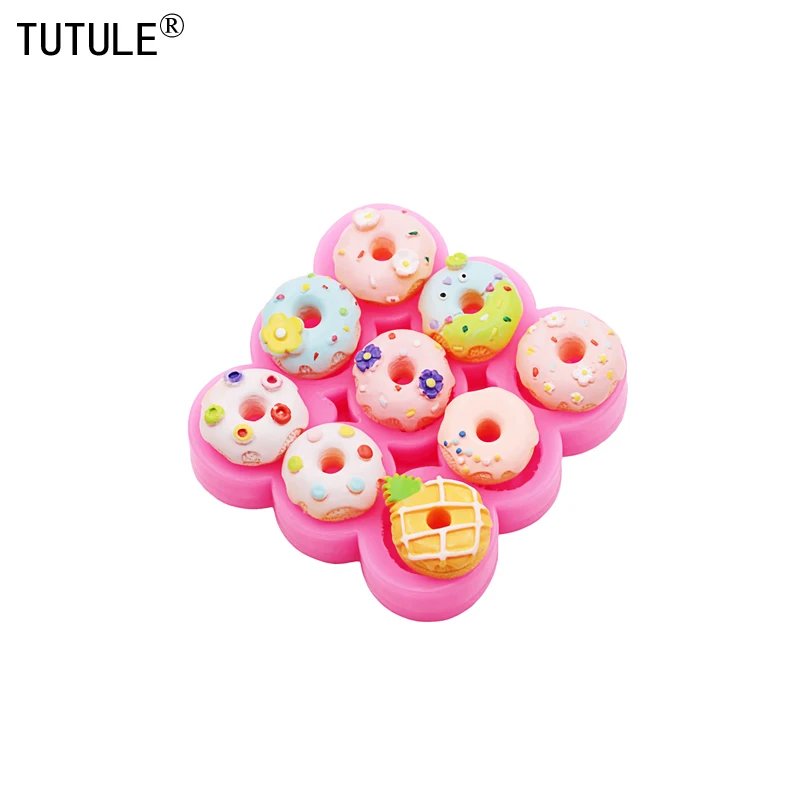 321# DIY Doughnut Cookie Earrings Silicone Mold 3D Doughnut Clay Epoxy Resin Accessories Silicone Moulds Chocolate Cake Molds