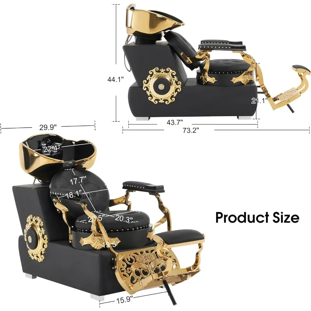 Shampoo Chair Backwash, Adjustable Porcelain Ceramic Hair Wash Bowl Unit Station, with Vacuum Breaker Shampoo Barber Chair