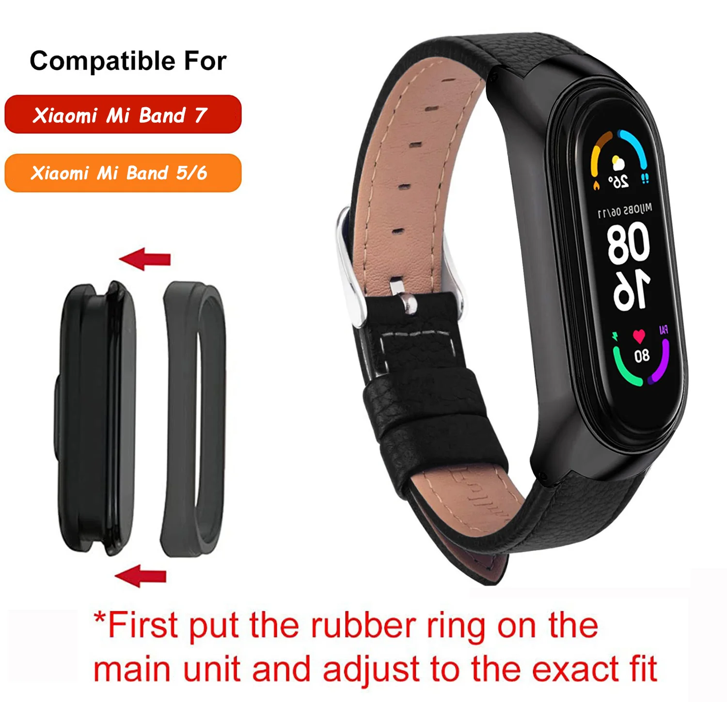 For Mi Band 7 Leather Bracelet for Xiaomi Mi Band 5/6 Elegant Strap Colorful wrist strap For xiaomi mi band7 bracelet Strap