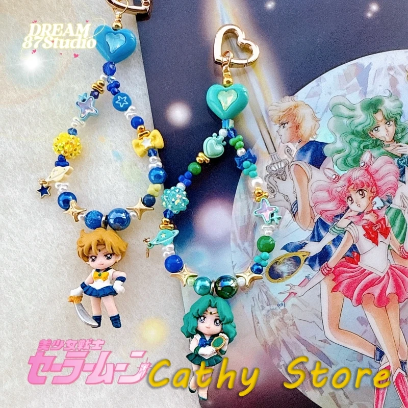 

Оригинальный дизайн Cathy Store: бисерная цепочка для телефона с подвесками Сейлор Нептун и Сейлор Уран, аниме-аксессуар для телефонов, подарок для фанатов Сейлор Мун.