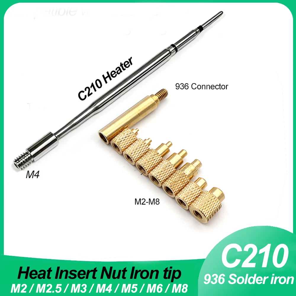 Brass Hot Melt Internal Thread Heat Insert Nut M2-M8 for JBC210 T210 T80 T90A HS02B HS03 Soldering Iron Tip 3D Print Tool