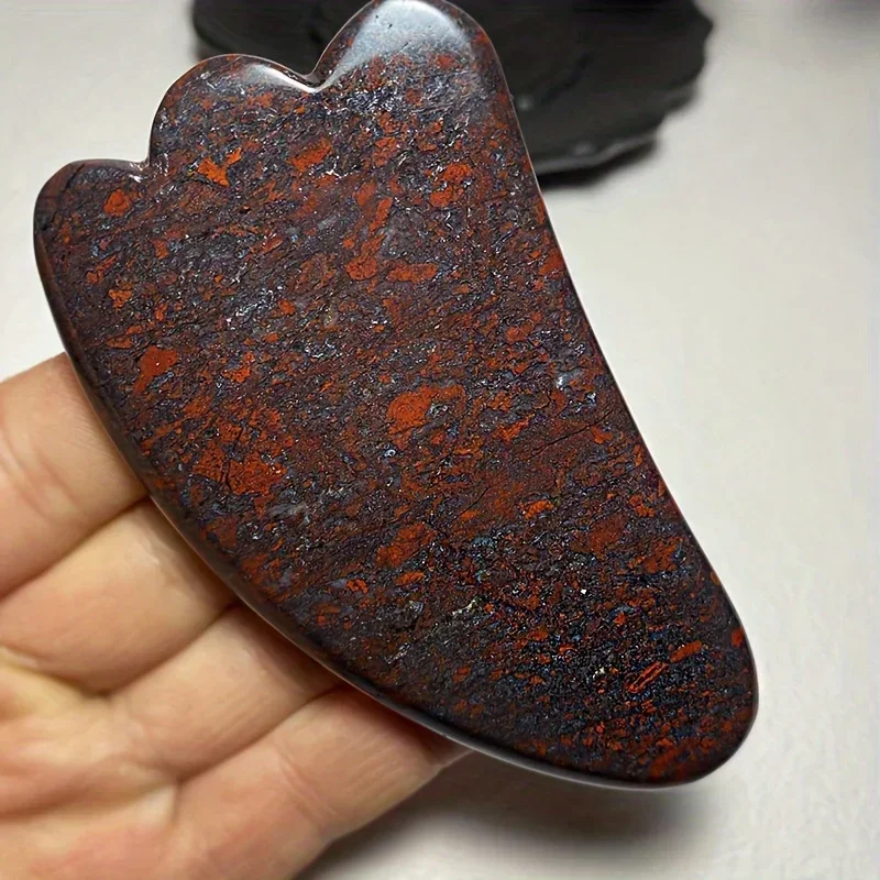 Natural red edin meteorite scraping massage tool - handheld stone for body shaping and polishing, a must for personal care