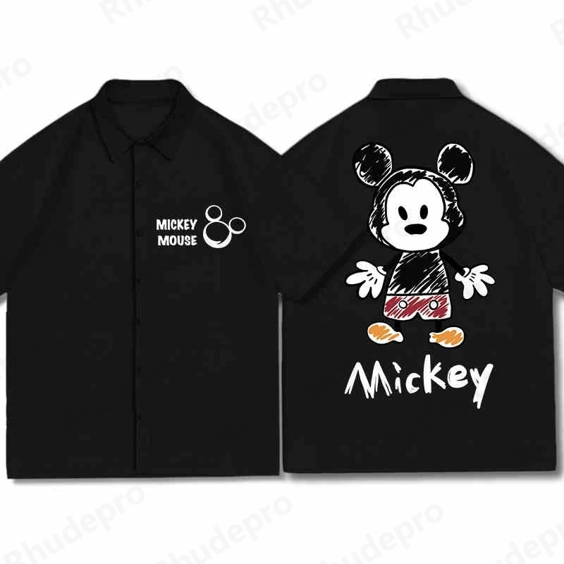 

Disney Casual Mickey Mouse Anime Summer Shirts Men Women Hawaiian Short Sleeve Shirt Casual Boys Clothes Girls Shirts Fashion
