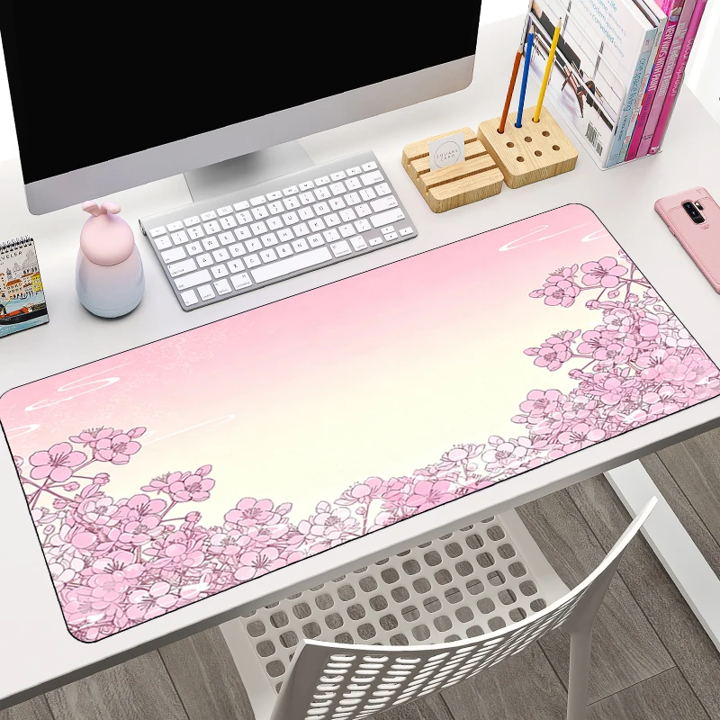 Light Pink Art Mouse Pad High-quality Office Desk Mat Cherry Blossom Oil Painting Computer keyboard pad Gaming Extended Mousepad
