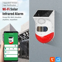 Tuya-Detector de movimiento infrarrojo inteligente WiFi, Sensor de sirena estroboscópico inalámbrico PIR para exteriores, alarma de sonido, Control remoto impermeable