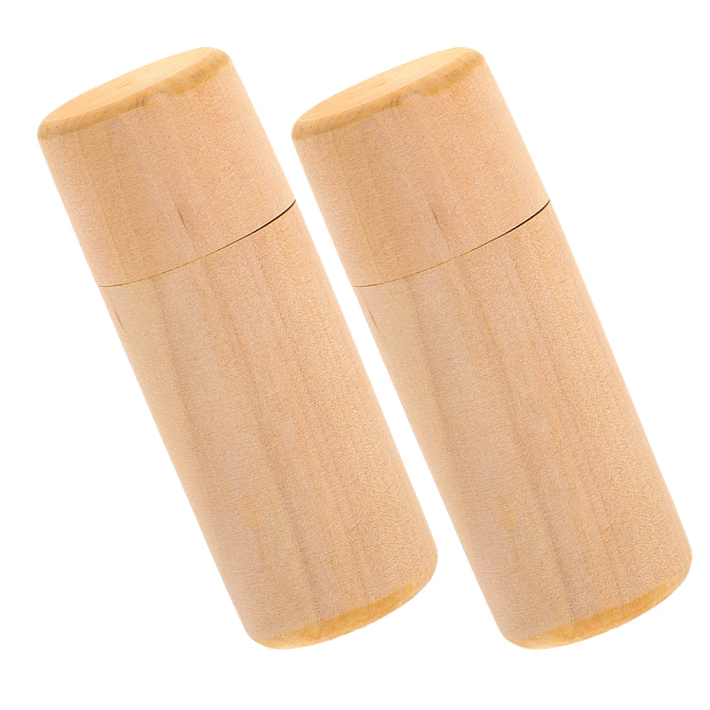

2Pcs Wood Essential Oil Box Portable Single Bottle Storage Compact Cylinder Case Natural Protection Organizer Wood Storage Box