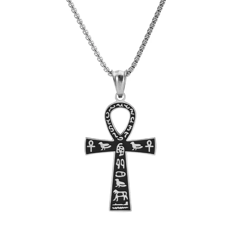 Modische ägyptische Ankh-Halskette für Herren, Edelstahl-Kreuzanhänger, Box-Kette, wasserdichter Gebetsschmuck für Damen, Accessoires – Detail 3