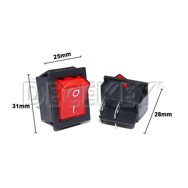 5pcs Latching Rocker Switch Power switch I/O 4 Pins with Light 16A 250VAC 20A 125VAC KCD4