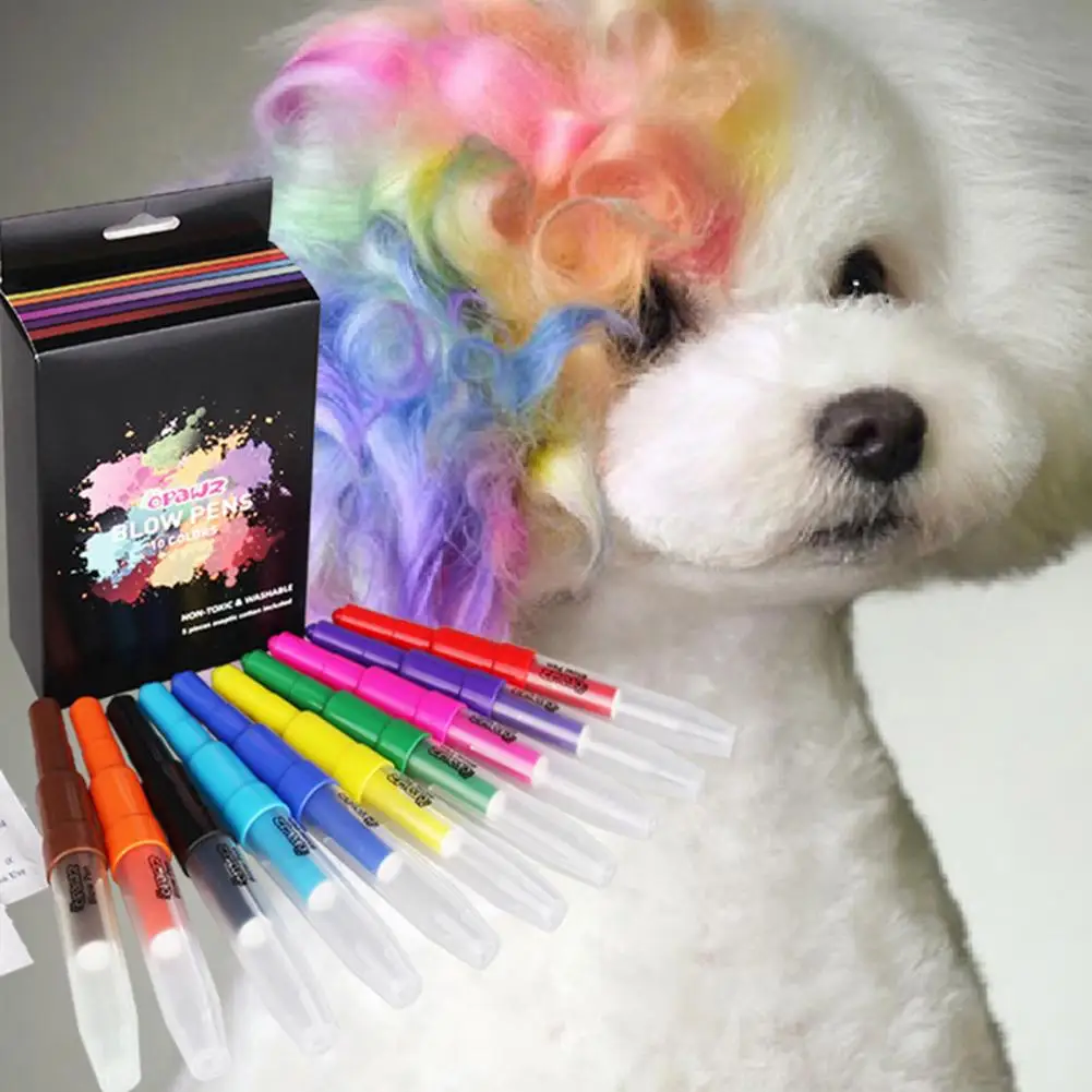 10Pcs Pet Dye Stick Dog Hair Agent Healthy Pet Hair Chalk Painting Pen Puppy Pet Hair Coloring Dyes Dog Dye Powder Pet Dye Agent