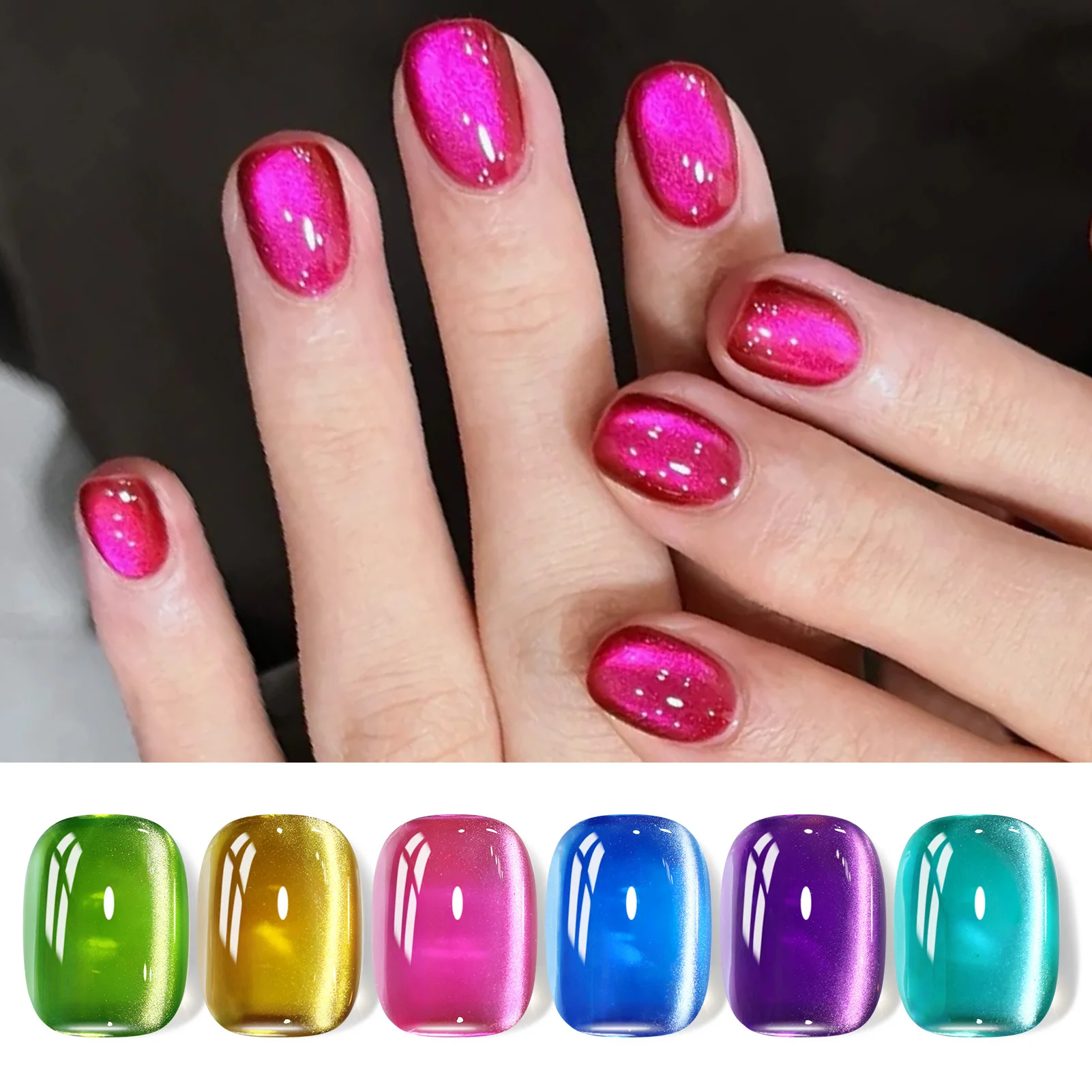 ولد جميلة 6 قطعة النيون كريستال مطرز القط المغناطيسي هلام مسمار مجموعة طلاء الأظافر شبه دائم نقع قبالة UV LED الورنيش تصميم صالون أطقم #2