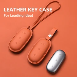 Leather Car Smart Key Fob Case Cover For Leading Ideal One Li Auto L9 For Li Lixiang L7 L8 2022 2023 Keychain Key Accessories