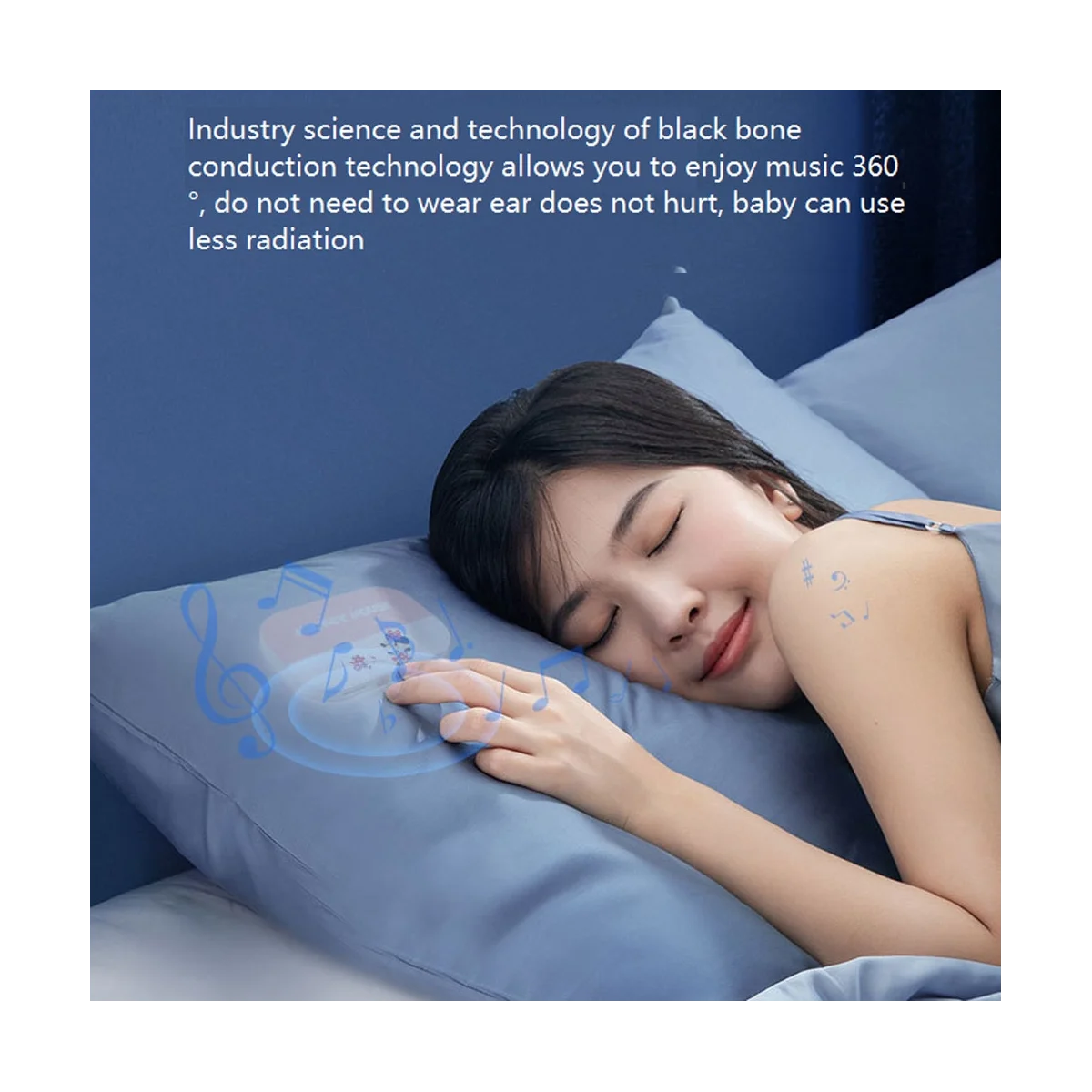 Haut-parleur sans fil Bluetooth 5.2, boîte à musique à conduction Sophia, prise en charge de la carte TF, mini lecteur stéréo, sous oreiller, rose