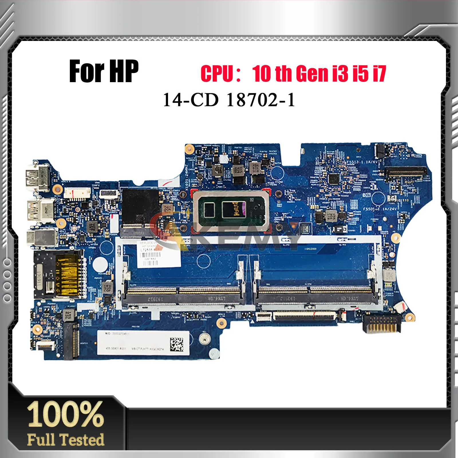Laptop Mainboard For HP Pavilion X360 14-CD Laptop Motherboard 18702-1 With i3-8145U i5-10210U CPU L36454-601 L72535-601 100% F