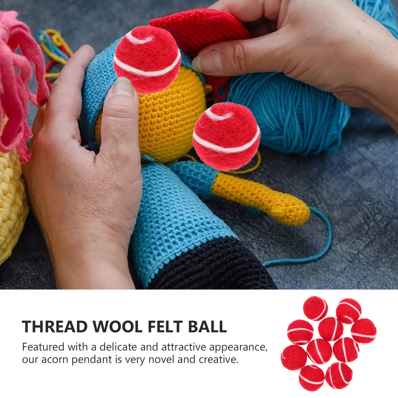 

10Pcs Threaded Felt Balls Premium Fleece Wool Felt Pendants for Holiday Decor Christmas Tree Hanging Ball Decorations Craft