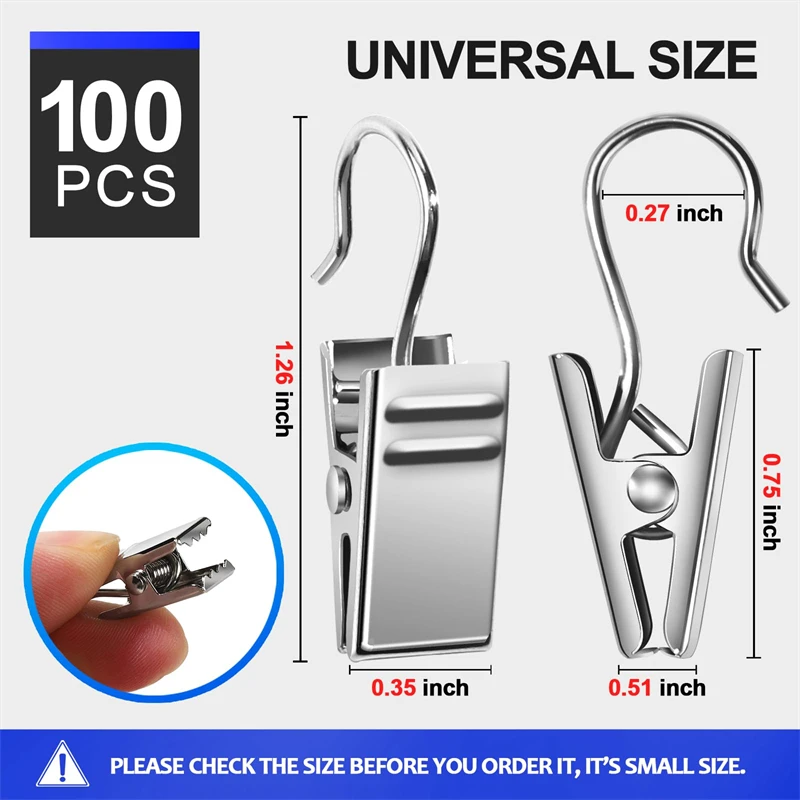 10/200 szt. Klipsy do zasłon ze stali nierdzewnej z haczykiem Haczyk do zasłony prysznicowej Zdjęcia w domu Klipsy dekoracyjne Akcesoria okienne
