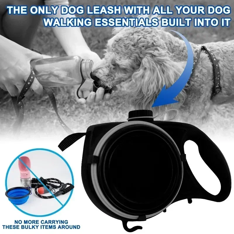 Running Outdoor Rope Bowl Dog Pet Waste Water Built-in Bag Traction Leash Walking Dispenser Supply With Multifunction Bottle