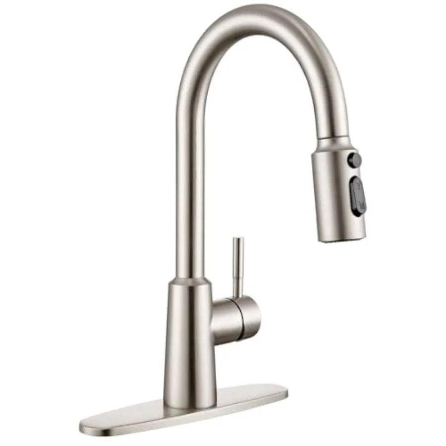 

Kitchen Faucet with Pull Down Sprayer High Arc Single Handle Stainless Steel 1 or 3 Hole Faucet for Kitchen Sink Farmhouse RV L