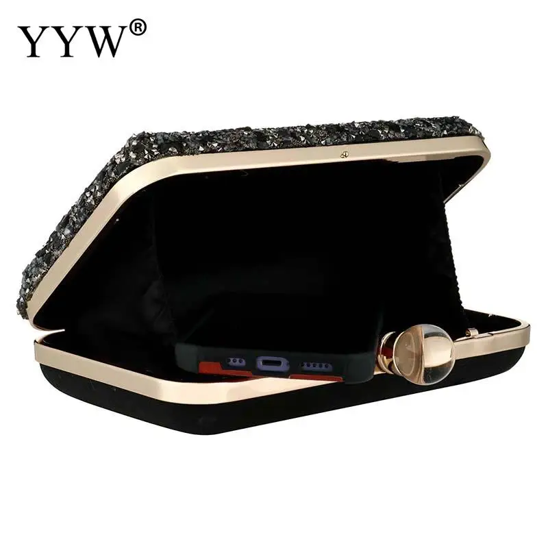 Fashion Envelope Crystal Clutch Handbag Multi Color Stone Beads PU Leather Hard Women Party Messenger Purse Crossbody Chain Bag