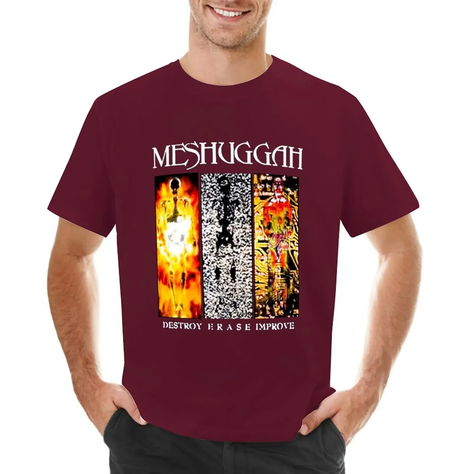 Short sleeve tee Aesthetic clothing customs tops mens big and tall t shirts  Meshuggah Band,Destroy Erase Improve 2022 T-shirt