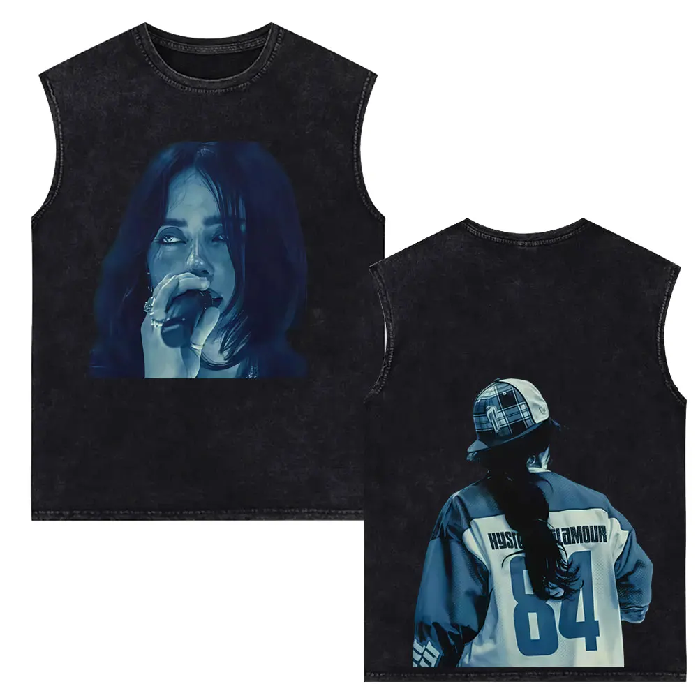 

Hit Me Hard and Soft Merch 2026 Vintage Washed Tank Tops T-shirt Men's Women Clothing Fashion Pop Music Sleeveless Vest T Shirts