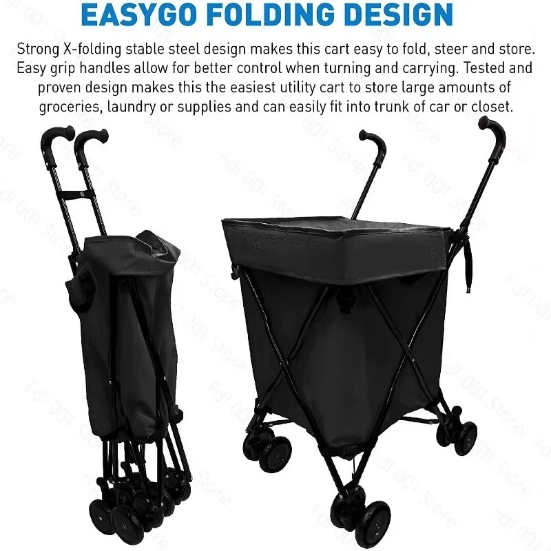 Shopping Cart Foldable Trolley Multifunctional Pickup Express Moped Home Shopping Cart Storage