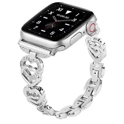 Diamond Heart Strap for Apple Watch band 40mm 44mm 38mm 44mm 45mm 49mm 42mm Metal Bracelet iWatch series se 7 6 3 5 Ultra 2 8 9