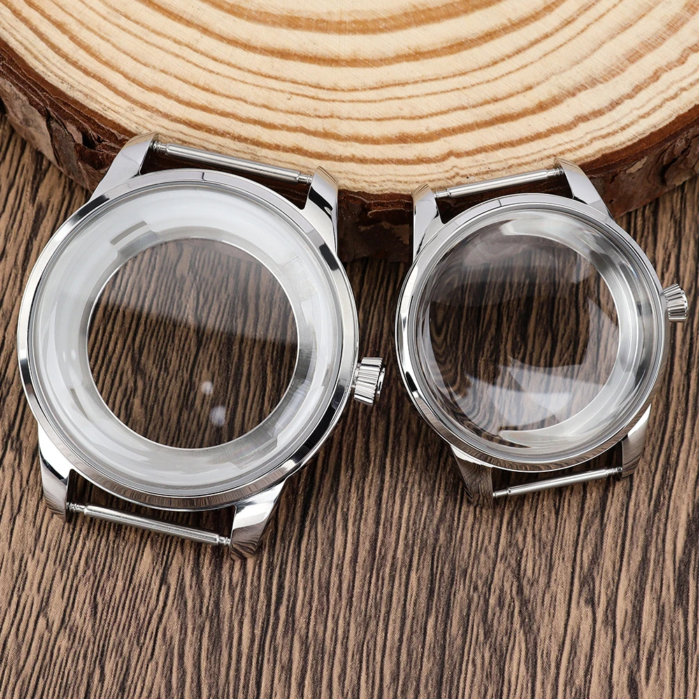 33MM/40MM Stainless Steel Watch Case Bubble Glass for Cocktail NH35 NH38 NH34 NH36 Movement Transparent Backcover Silver Case