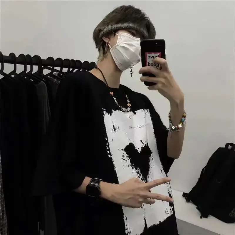 T-shirty męskie z motywem Anime koszulka oversize T-shirty Y2k letnia odzież męska para z miłosnym nadrukiem T-shirty z krótkim rękawem Top męski na