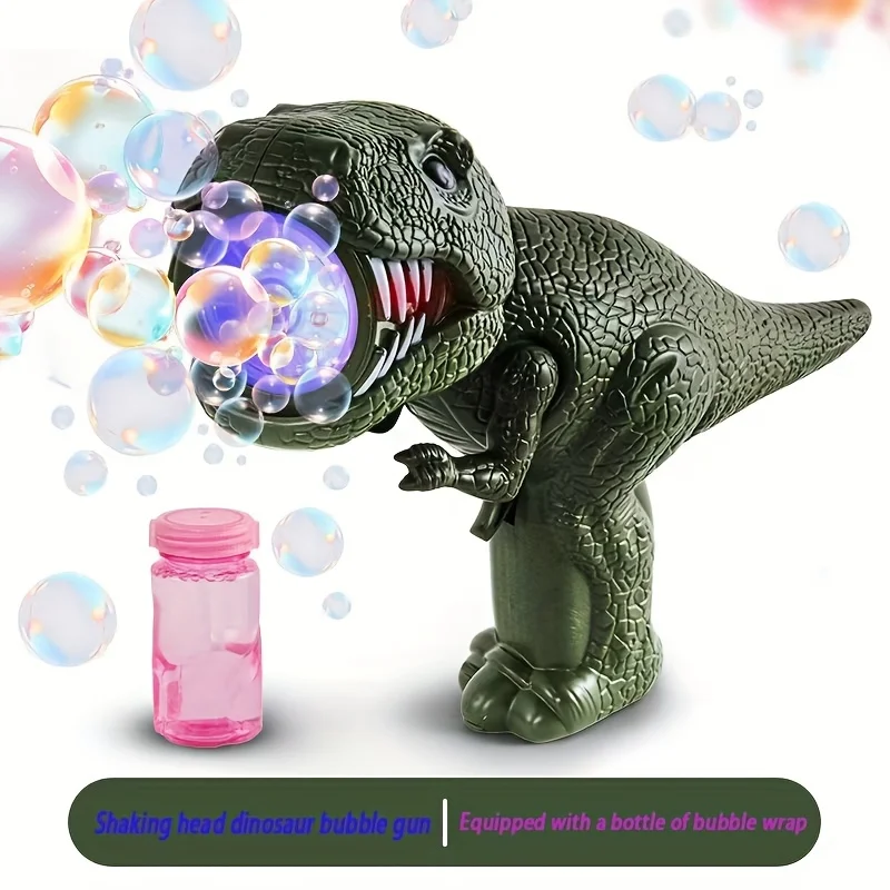 Machine à bulles électrique poreuse dinosaure, jouet avec fonction Cool de têtes secouantes de la lumière, cadeaux d'anniversaire pour garçons et filles, nouvelle collection