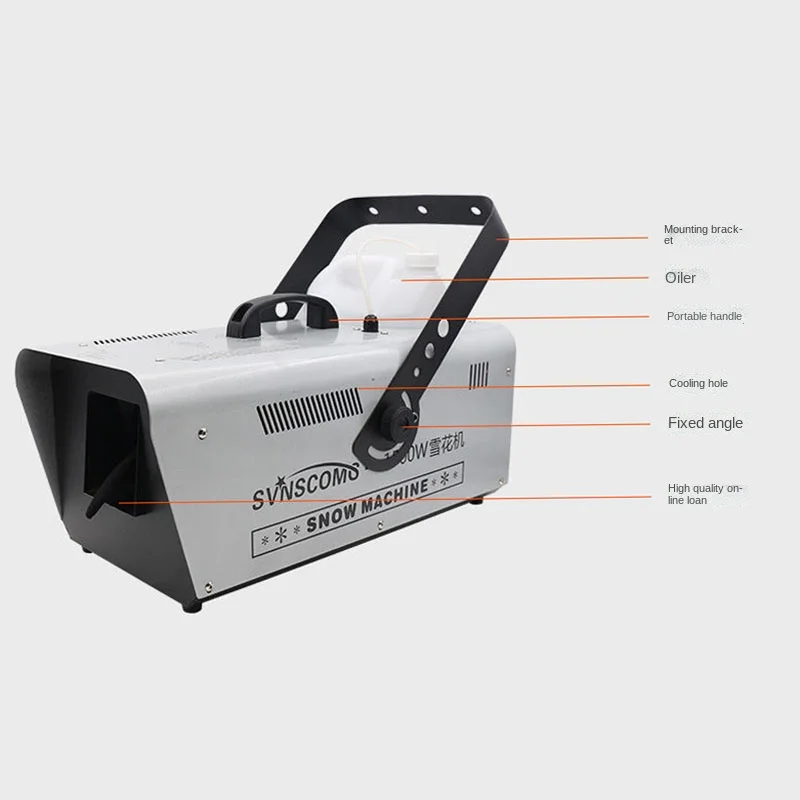 1500W เครื่องเกล็ดหิมะจําลอง Snow Sprayer สําหรับงานแต่งงานเวทีขนาดใหญ่เหตุการณ์จริงหิมะผลเขย่าหัว