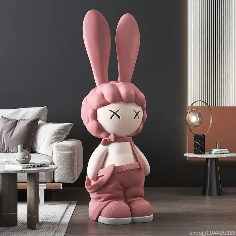 Trendy Rabbit Figurines Living Room Decorative Ornaments  Resin Material Home Decor Furniture