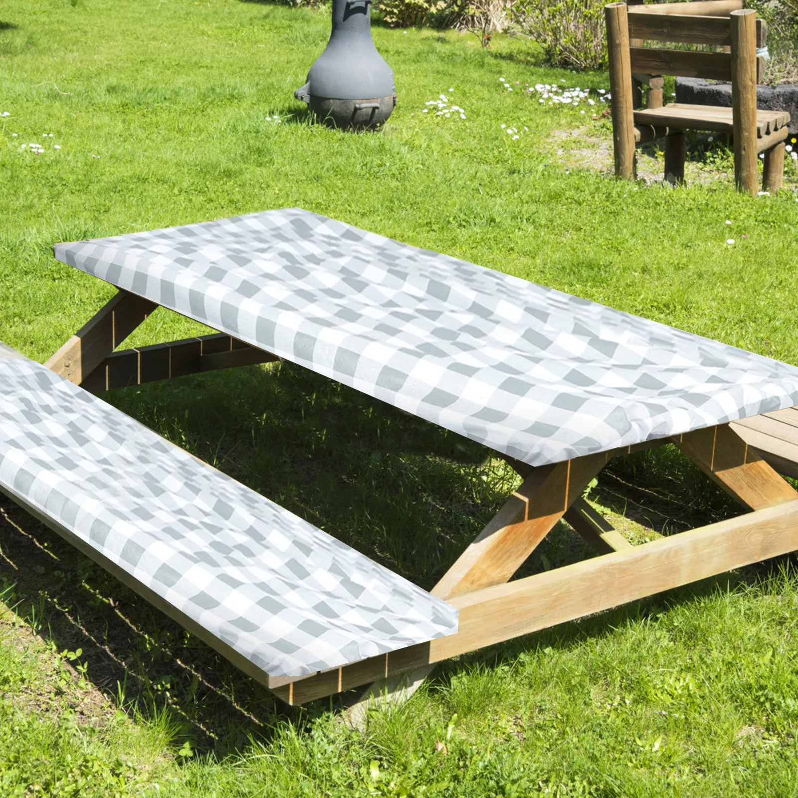 

1 комплект водонепроницаемых чехлов для стола из фланели, эластичные чехлы для уличных столов, стульев и табуретов, защита для пикника и кемпинга, эластичная скатерть