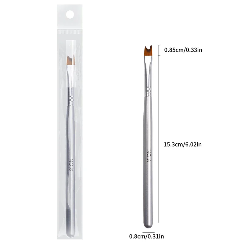 Französisch Schräge Spitze Nagel Pinsel Halbmond Form UV Gel Nagel Acryl Malerei Zeichnung Liner Stift Silber Schwarz Griff Maniküre DIY