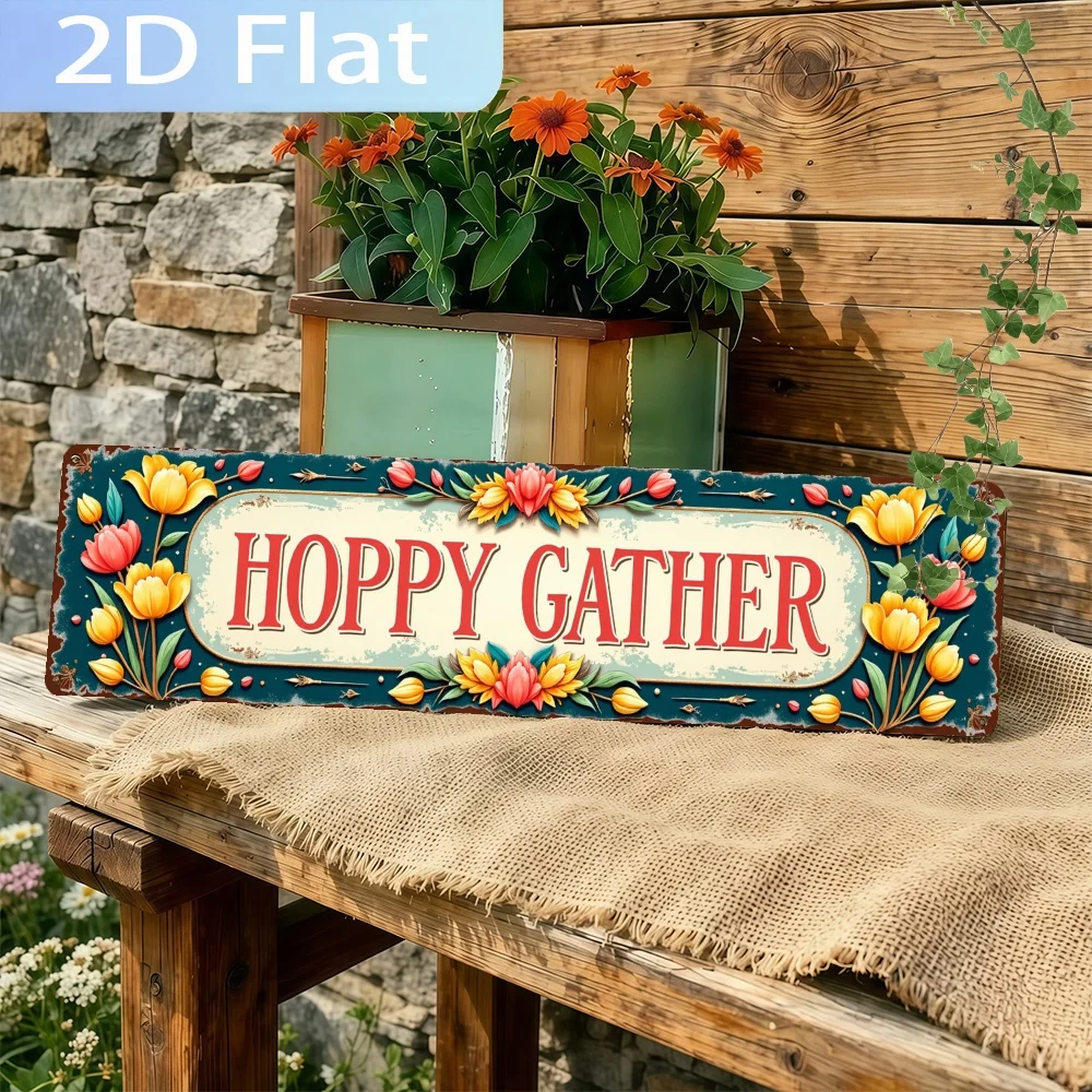 2D Flaches, gerahmtes Putuo-Schild „Floral – Hoppy Gather“ – St. Patrick's Day Dekoration für Schlafzimmer, Terrasse, Garage – Humorvolles Geschenk