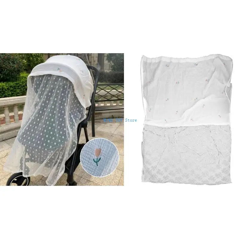 

24BE Baby Stroller Cover Gauze Sunshade Windshield Sunscreen Curtain Breathable Mesh
