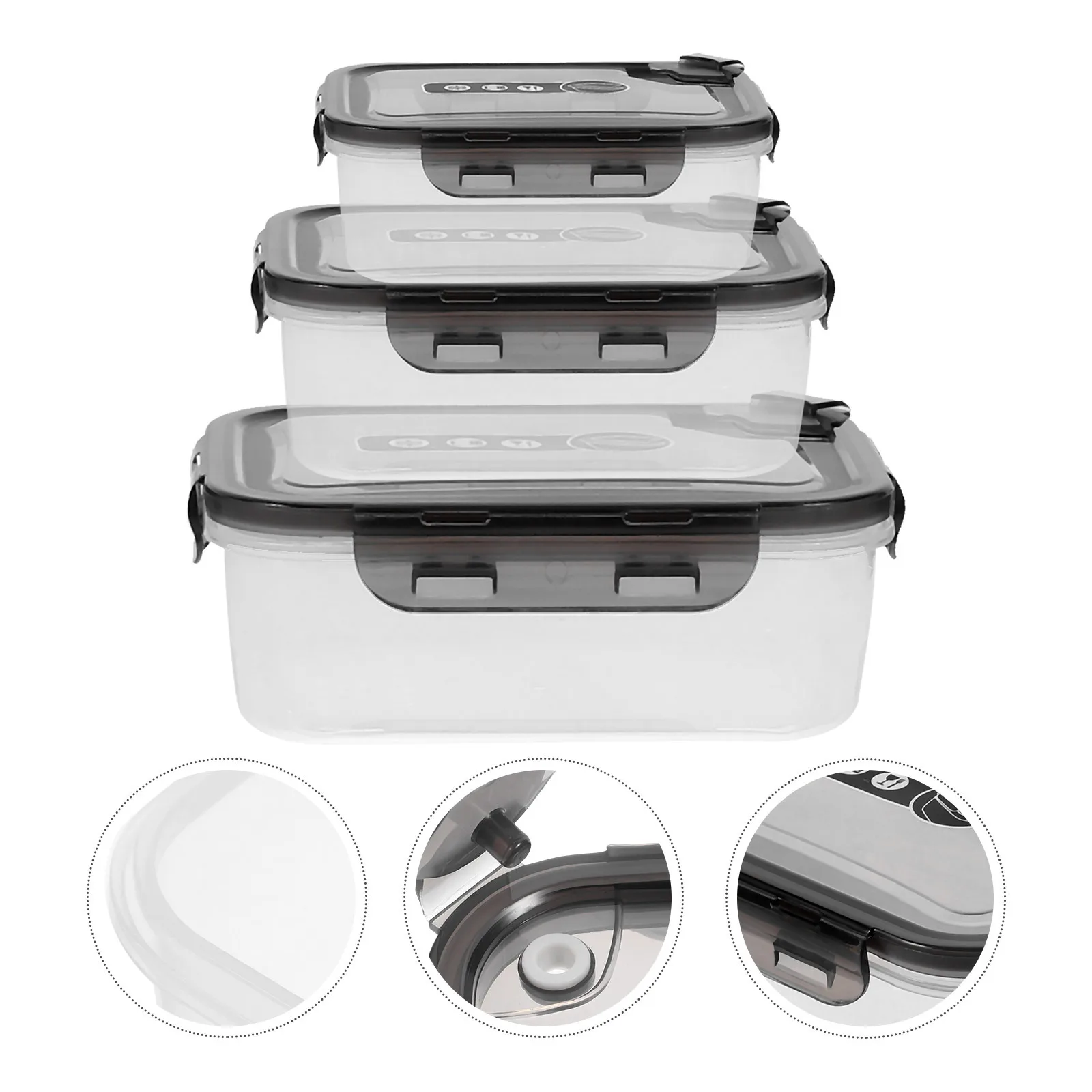 

3 шт., прозрачная коробка для хранения продуктов, многоразовый пластиковый герметичный контейнер для кухни, органайзер для фруктов, овощей, закусок, хлопьев