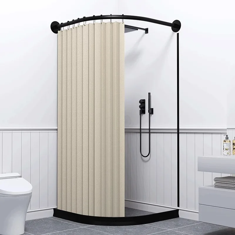 Foldable Magnetic Shower Curtain Waterproof Privacy Bath Divider Curtain for Apartment Hotel Dorm Stylish Decor