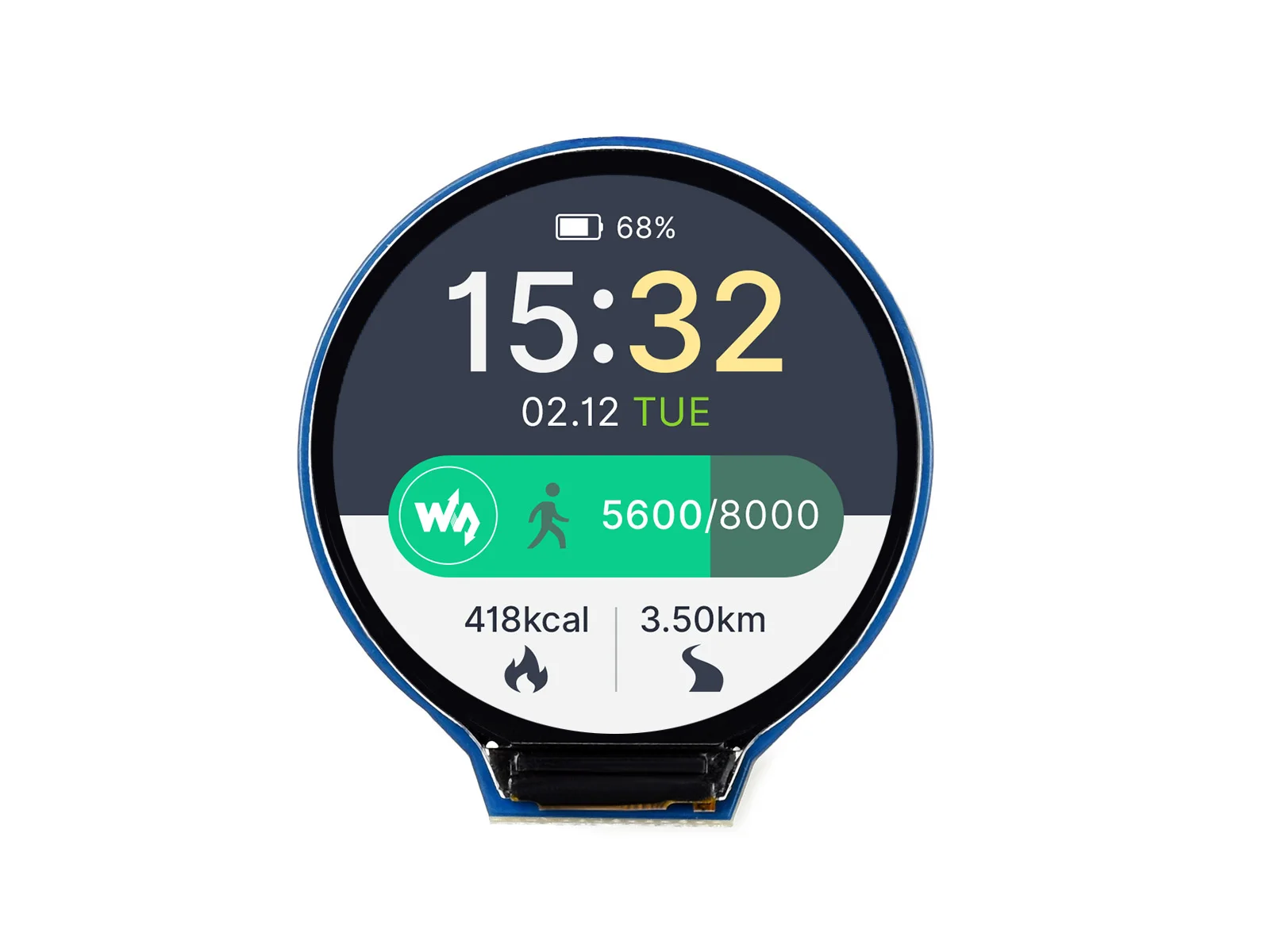 Picture 3: Waveshare 1.28inch Round LCD Display Module,65K RGB Colors,240x240,SPI Interface,Support Raspberry Pi/Jetson Nano/Arduino