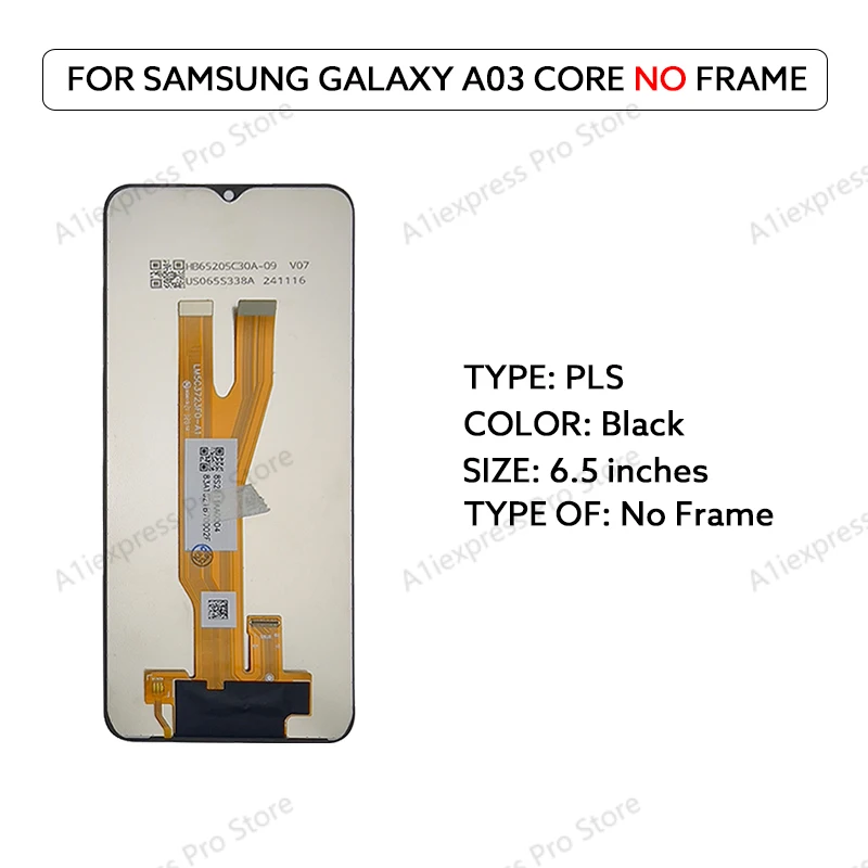 6.5 "PLS LCD Voor Samsung Galaxy A03 Core A032 Lcd Touch Screen Digitizer Vergadering A032F A032M Lcd-scherm reparatie Onderdelen
