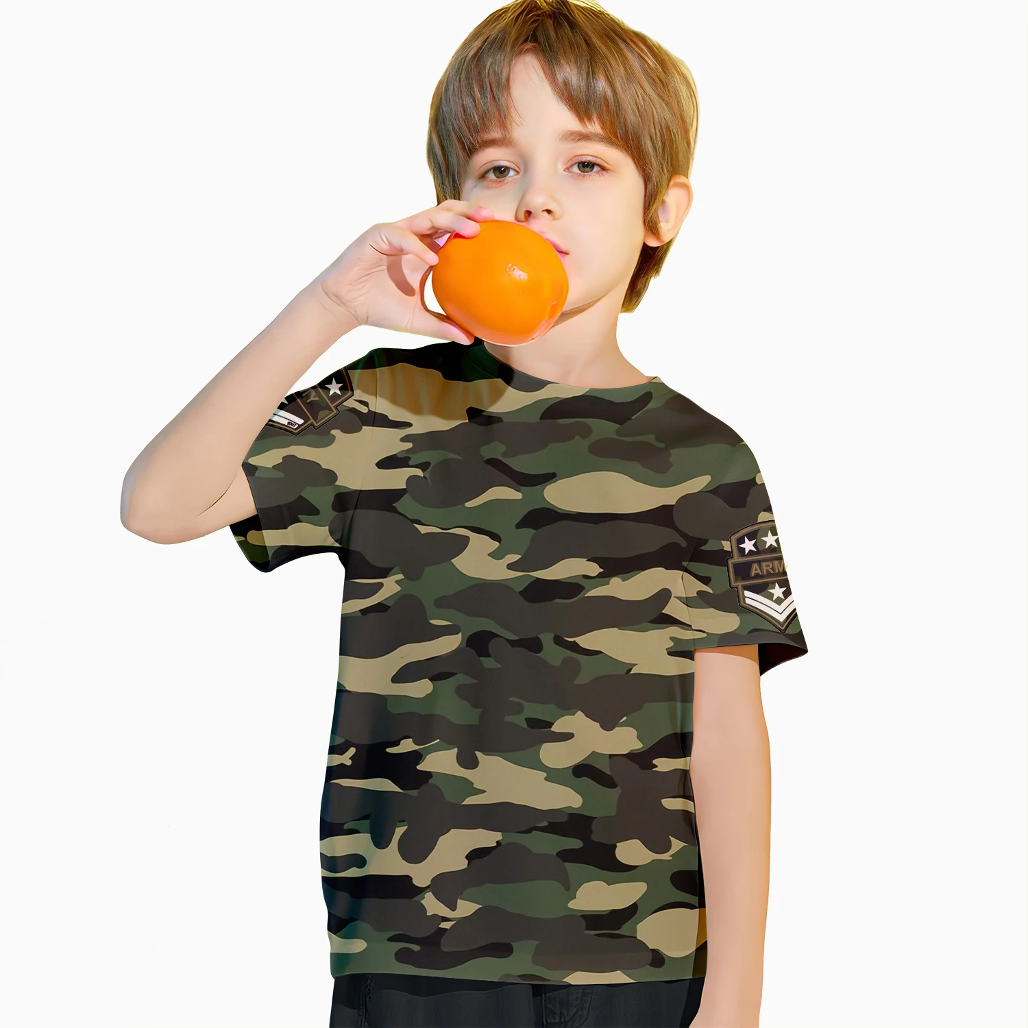 Camouflage Clothing Children\'s T-Shirt Short Sleeved Cute 3d Cartoon Print Child Toddler Baby Infant Boys And Girls Clothing