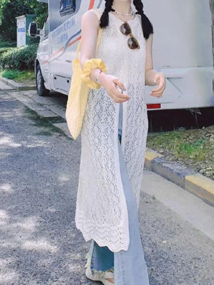 

Новое летнее повседневное праздничное бандажное пляжное платье, модное вязаное сексуальное платье с разрезом для женщин, сексуальная солнцезащитная рубашка с круглым вырезом, халат