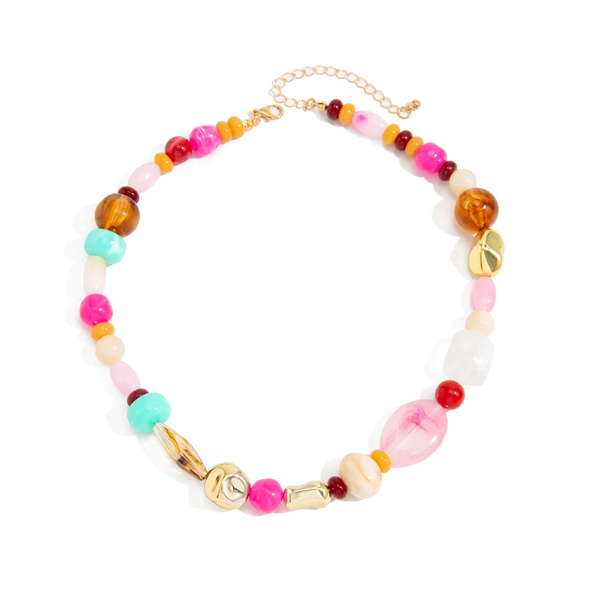 Ingemark Boho Bunte Harz-Acryl-Perlen-Choker-Halskette für Damen, Elegante Verstellbare Schlüsselbein-Kette, Y2K Schmuck-Accessoires – Detail 7