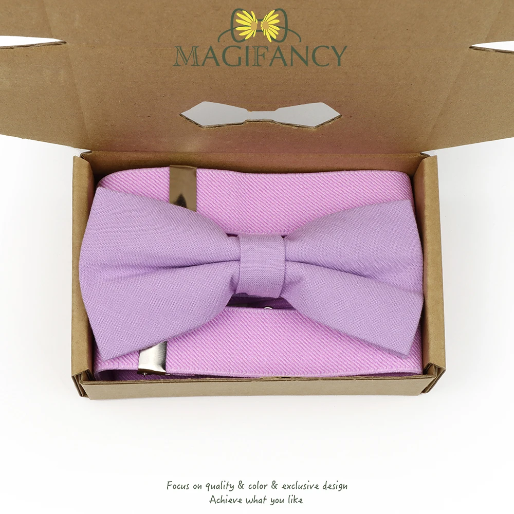 MAGIFANCY – boîte d'emballage pour hommes et enfants, vert, bleu, bretelles élastiques, ensemble de nœuds papillon solides, fête de mariage, accessoire quotidien avec attelle papillon