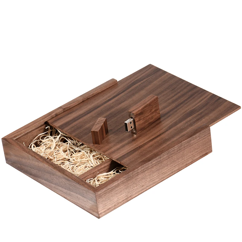 Wood Photo Gift Box USB 2.0 Flash Drives Wedding Custom Pen Drive Real Capacity Memory Stick Photography U Disk 64G