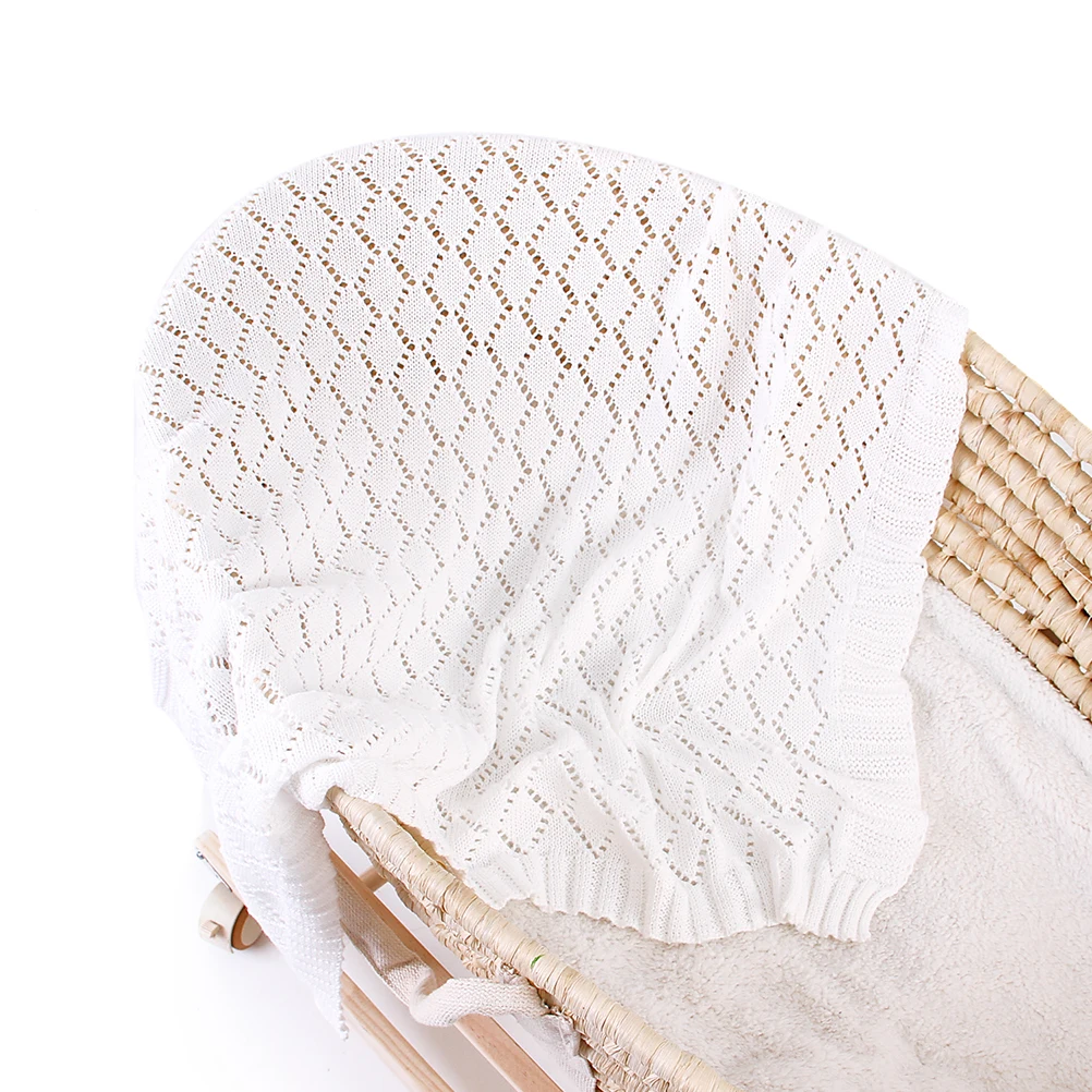 

Baby Blanket Infant Warm Knitted Hollow Out Design Lightweight Soft Pram Wrap Girl Baby Stroller Blanket