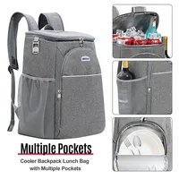 Portable Durable Waterproof 20L Lunch Bag Food Box Cooler Ice Insulated Case Camping Oxford Dinner Backpacks Icebox