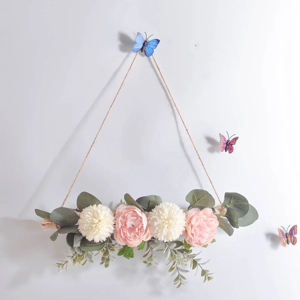 

1 Vintage Dry Branch Hanging Flower Decor Nordic Style Wall Mounted Peony for Bedroom Restaurant Lasting Fabric