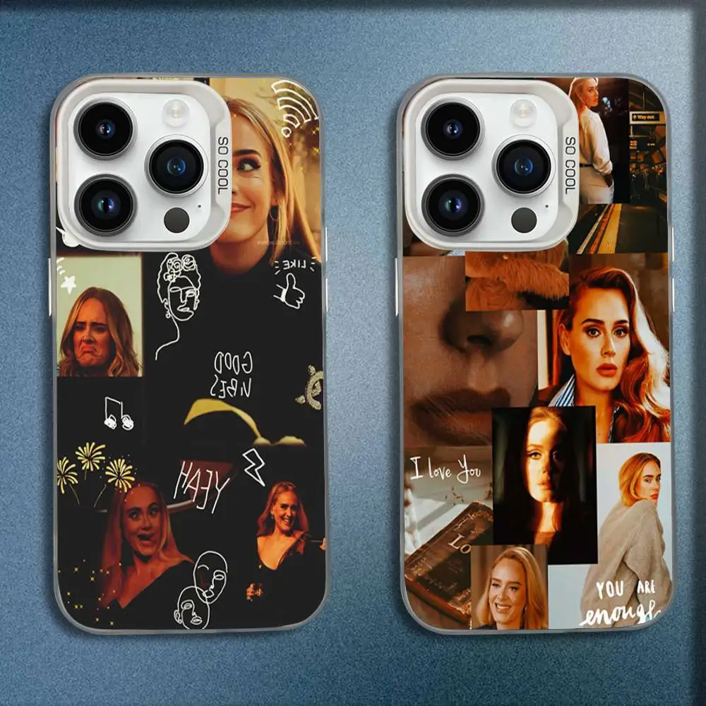 

Phone Case For iPhone 16,15,14,13,12,11,Mini,Pro,E,MAX White Candy Matte Shockproof Singer A-Adele Collage Cover