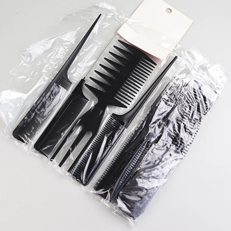 10pcs/set black hair comb set with 10 different designs multifunctional anti-static hair care comb set