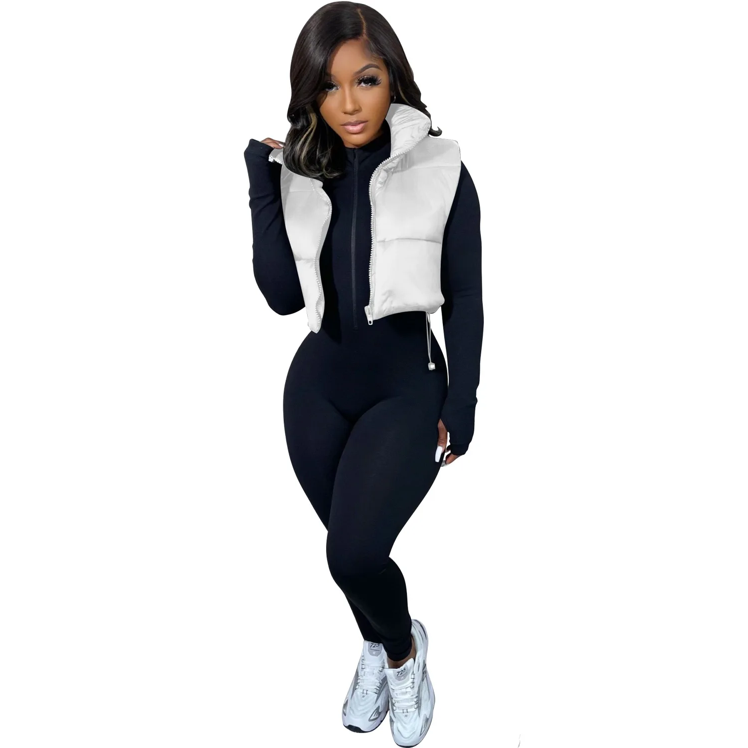 Women Parkas Vest Short Coat Sleeveless Zipper Jackets Turtleneck Elegant Thick Warm Top Coats Casual Solid Vests Autumn Winter
